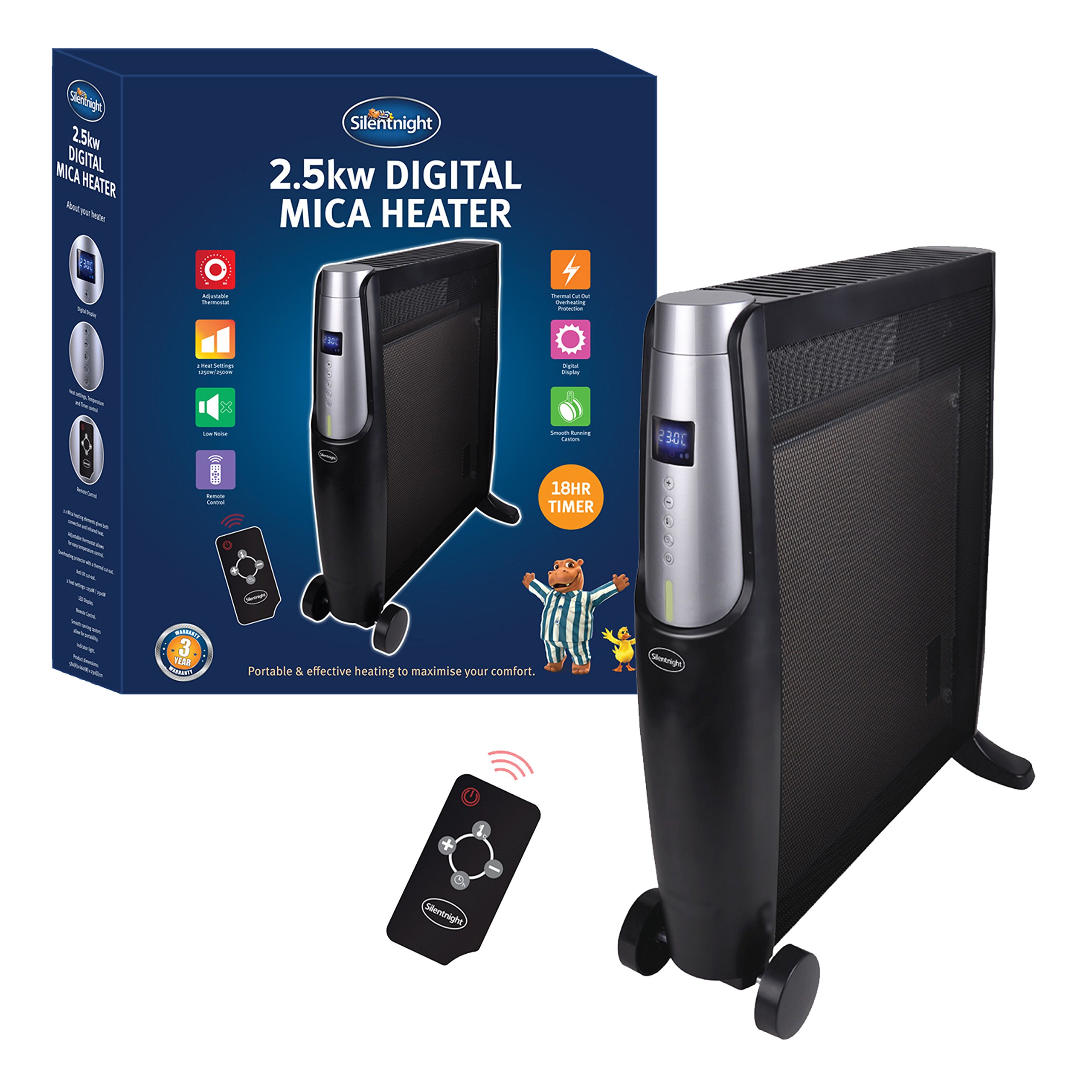 AMOS 2000W OilFree Mica Radiator 2 Heat Settings Home Office