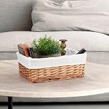 Woodluv Brown Wicker Storage Basket with Off White Lining Medium view 4