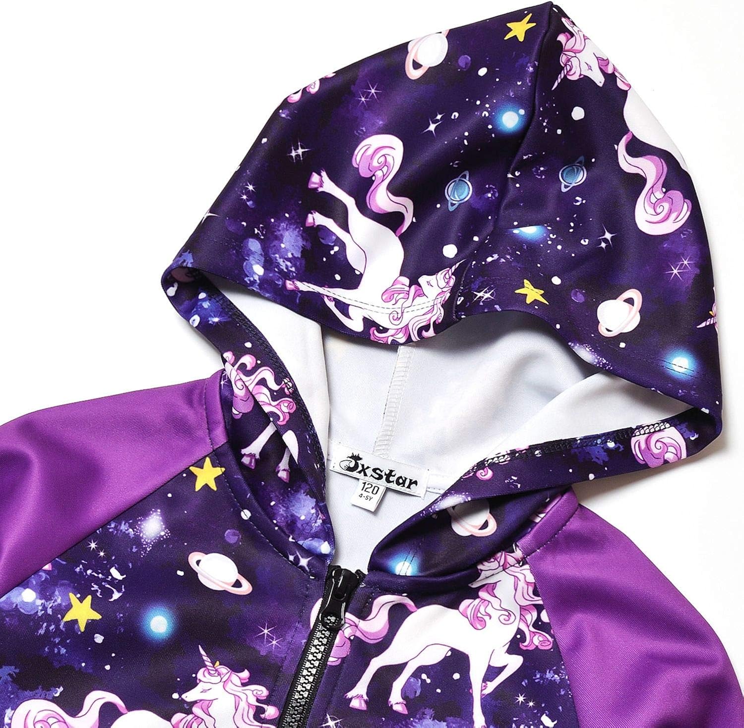 Jxstar Girls Raglan Hoodie Zip Up Jacket Unicorn Cat Sweatshirt with Pockets: Clothing