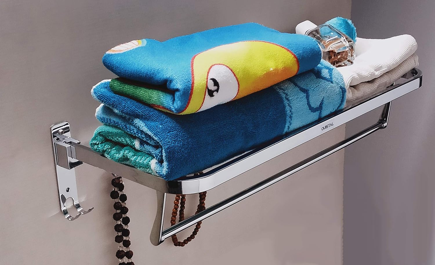 QUISTAL Luxurious Stainless Steel Round Folding Towel Rack and Hanger