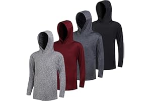 WHITE PEAK TRADING COMPANY 4 Pack Boy's Quick-Drying Lightweight Hoodies Pullover Long Sleeve Athletic Training T Shirts 4-20