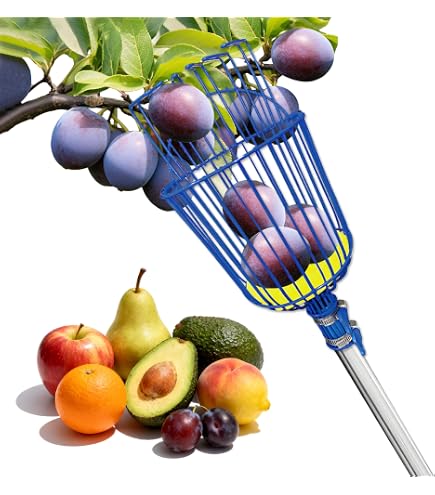 Recolector De Frutas Con Cesta De Tela Elástica | Cuchilla En V De Acero De Tungsteno Para Manzanas, Naranjas Y Pomelos – Capacidad Para 5 Pomelos