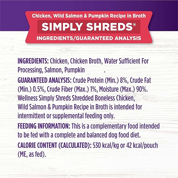 WELLNESS BOWL BOOSTERS SIMPLY SHREDS WET DOG FOOD TOPPER FOR SMALL, MEDIUM, & LARGE BREEDS, GRAIN FREE, NATURAL, CHICKEN VARIETY PACK, 2.8 OUNCE POUCH (PACK OF 12)