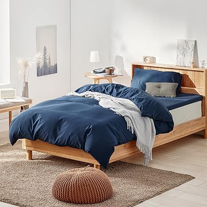 Amazon Bedsure 布団カバー ネイビー シングル 3点 セット 寝具カバー セット シングルロング 掛け布団カバー 敷布団カバー 枕カバー 洗える 布団かばー ブルー 和式 安い ふとんかばー ふとんカバー しんぐる セット 寝具カバーセット オンライン通販