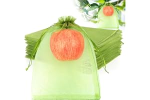 ANZNKU 100pcs 6x9 Inch Fruit Protection Bags, Fruit Bags for Fruit Trees, Green Mesh Cover Bag Garden Netting Pest Barrier for Tomato Mango Vegetables