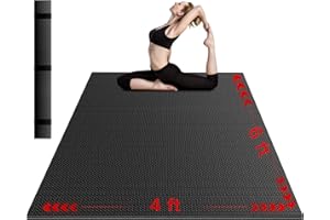 VTORY Extra Thick Large Exercise Mat, 6'x4'/7'x5'/8'x6'/10'x6'x8mm(1/3 inch) , Non-Slip, PVC, Ultra Durable, Heavy-Duty Mat, Shoes-Friendly, High-Density, Large Wide Yoga Mat, Workout Mat for Home Gym, Cardio, Strength, HIIT, MMA