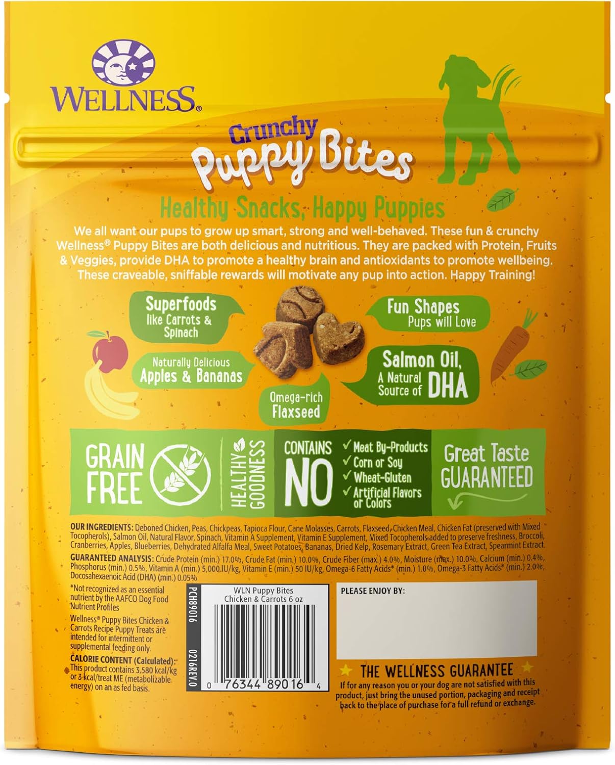 Wellness Puppy Treats, Natural, Training Treat, Grain Free, Crunchy Chicken & Carrot (6 Ounce Bag), Chicken & Carrots - Image 3