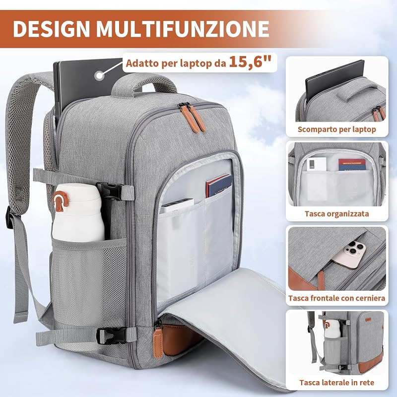 Zaino Ryanair 40x30x20, 24L Bagaglio a Mano Zaino da Viaggio Donna — foto 5 di 6