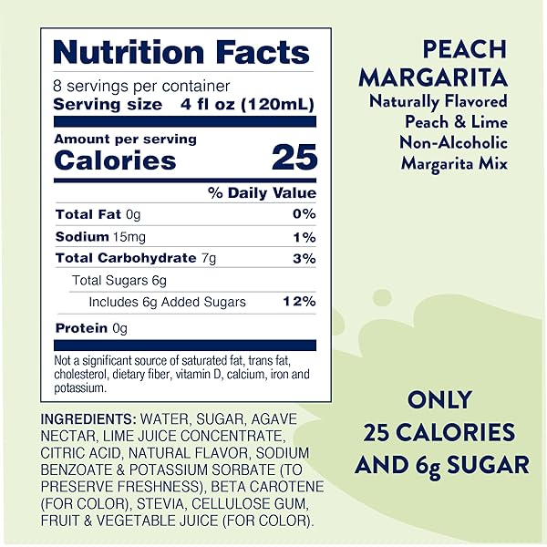 JORDAN’S SKINNY MIXES SYRUPS SUGAR FREE SYRUP, NATURALLY SWEETENED PEACH MARGARITA MIX, 32 OZ, LOW CALORIE FLAVORING, PROTEIN SHAKE, COCKTAIL & MORE, GLUTEN FREE, KETO FRIENDLY