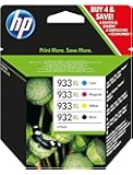 HP 932XL Black/933XL Cyan/Magenta/Yellow 4-pack Original Ink Cartridges (C2P42AE)