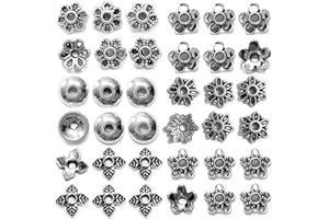 HEATHER'S CF Antique Silver Spacer Bead Caps Set – 600Pcs Mixed Tibetan & Bali Style Beads Caps for Jewelry Making | Fits 8–14mm Beads | Silver, Brass & Copper Metal Bead Caps for Bracelets, Necklaces, Earrings