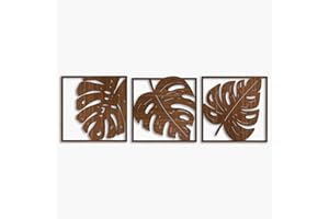 Monstera Leaves Wood Wall Art, Tropical Wooden Wall Art Decor Over the Bed, Botanical Wood Wall Panels for Living Room, Gift 