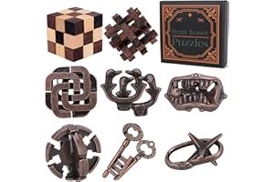 MYTOTHFY 8 Pcs Brain Teaser Puzzles for Adults Teens - Wooden Puzzles 3D Puzzle Game Toys for Adults Teens - Metal Unlock Interlocking Puzzle Adult IQ Education Smart Toys
