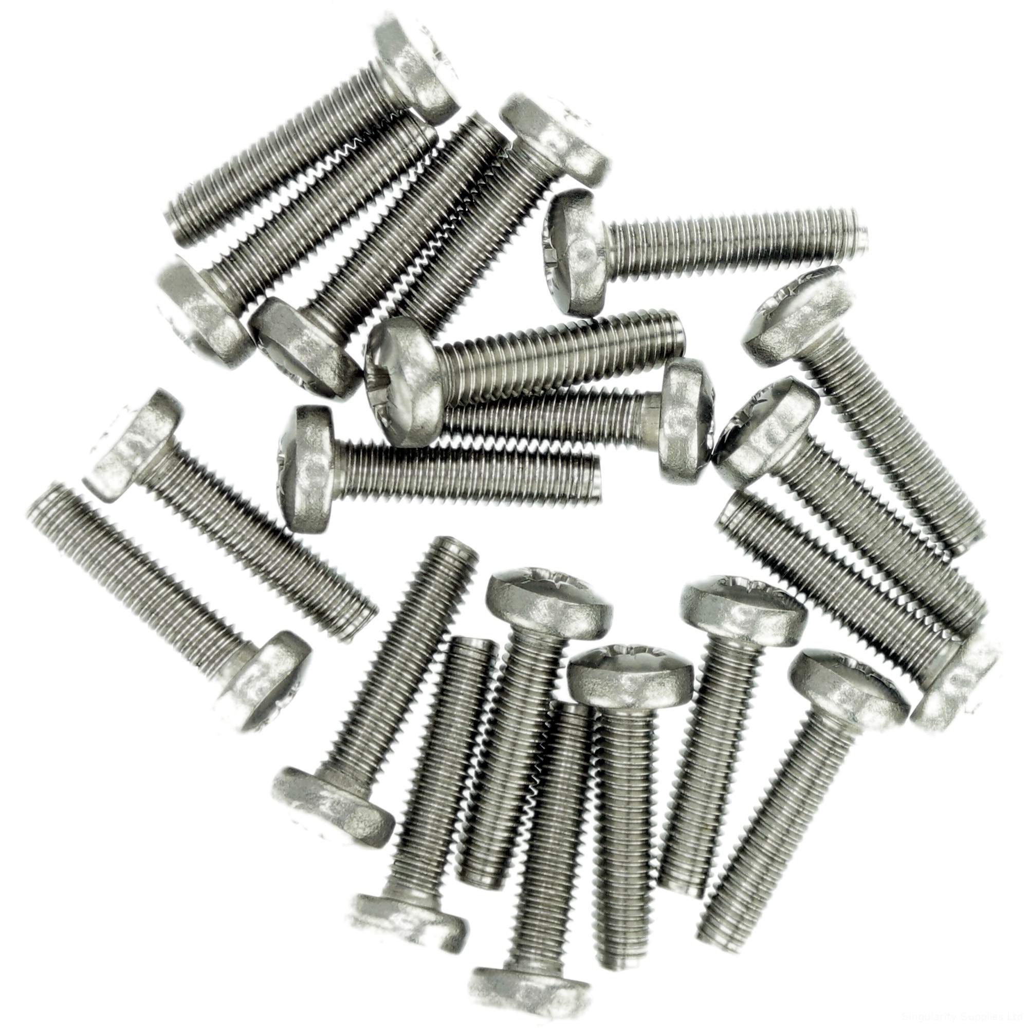 M4 (4mm x 6mm) Pozi Pan Thread Rolling Screw - Stainless Steel (A2) (Pack of 20)