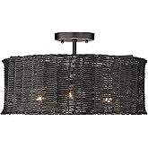 Golden Lighting Erma - 3 Light Semi-Flush Mount-9.5 Inches Tall and 16.38 Inches Wide-Matte Black Finish