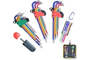 KOTTO Hex Key Allen Wrench Set, Metric, Imperial, Torx, Star Long Arm Ball End Set Tools, Industrial Grade with Storage Bag