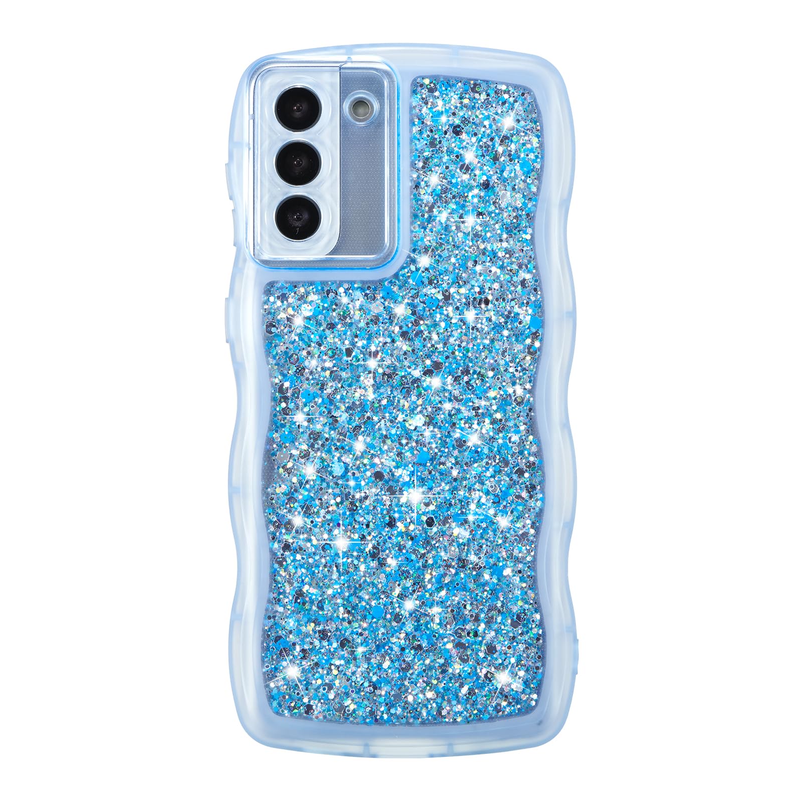 Photo 1 of ZTOFERA for Samsung Galaxy S21 5G Case 6.2", Cute Curly Wavy Design with Glitter Sequins,Luxury Aesthetic Bling Sparkly Shockproof Protective Phone Case for Galaxy S21-Glitter Blue