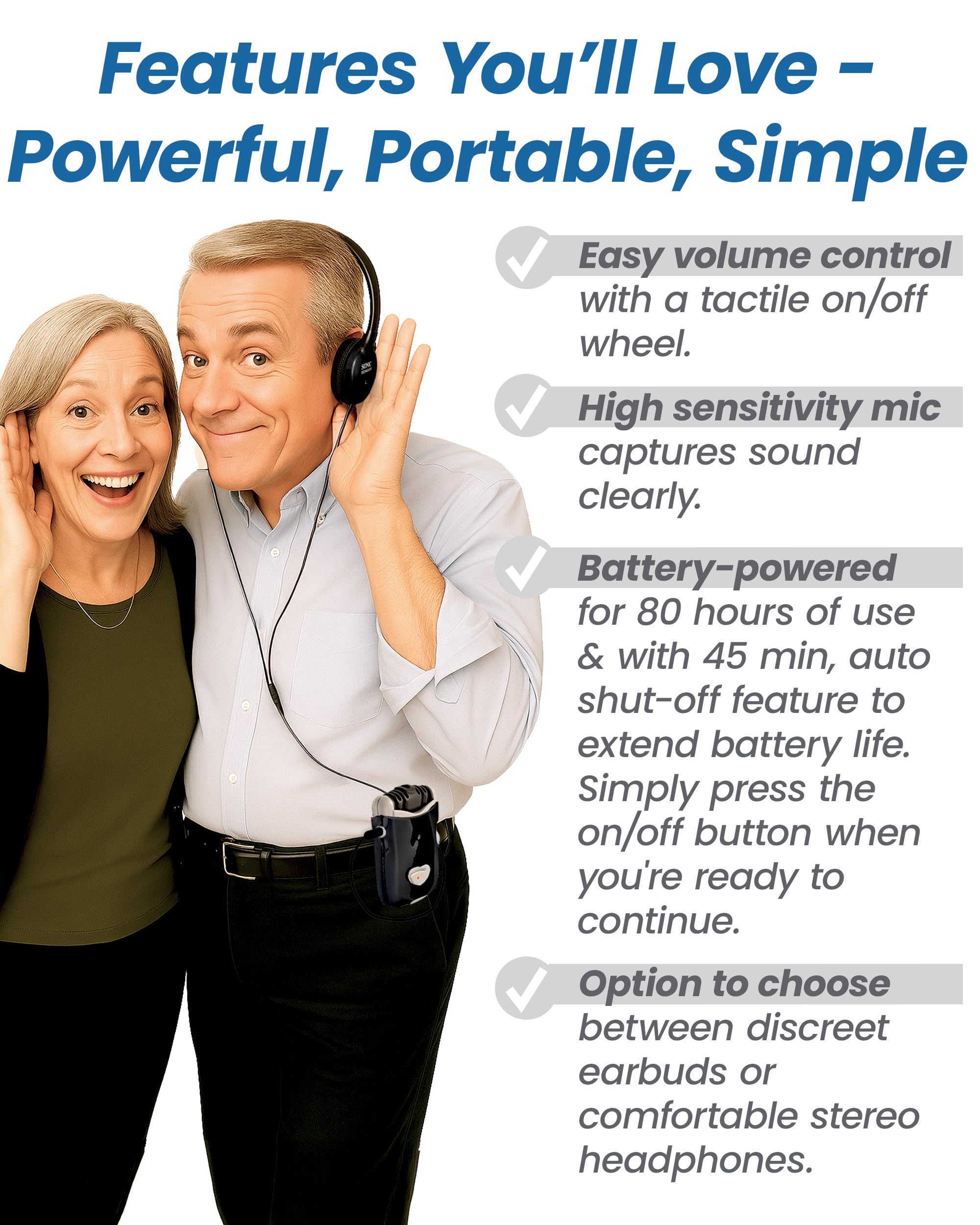SuperEar Model SE7500 for Seniors - Sound Amplifiers for Seniors Super Ear Personal Sound Amplifier Sound Amplifier Listening device Noise Cancelling Remote Microphone and Audio Accessories 50dB