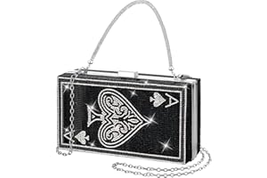 Trnayi Women Poker Card Evening Clutch Rhinestone Purse Casino Vegas Novelty Purse Queen Hearts Bags Playing Cards Gift