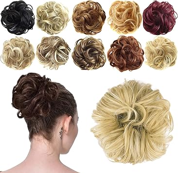 Feshfen Synthetic Hair Bun Extensions Messy Hair Scrunchies Hair
