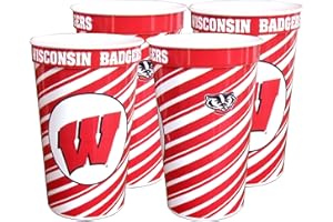 Westrick Wisconsin Badgers Souvenir Cups 24 oz 4 Pack Team Memorabilia, Collectibles, Great for Parties & Decor, Reusable Drinkware for Fans & Collectors