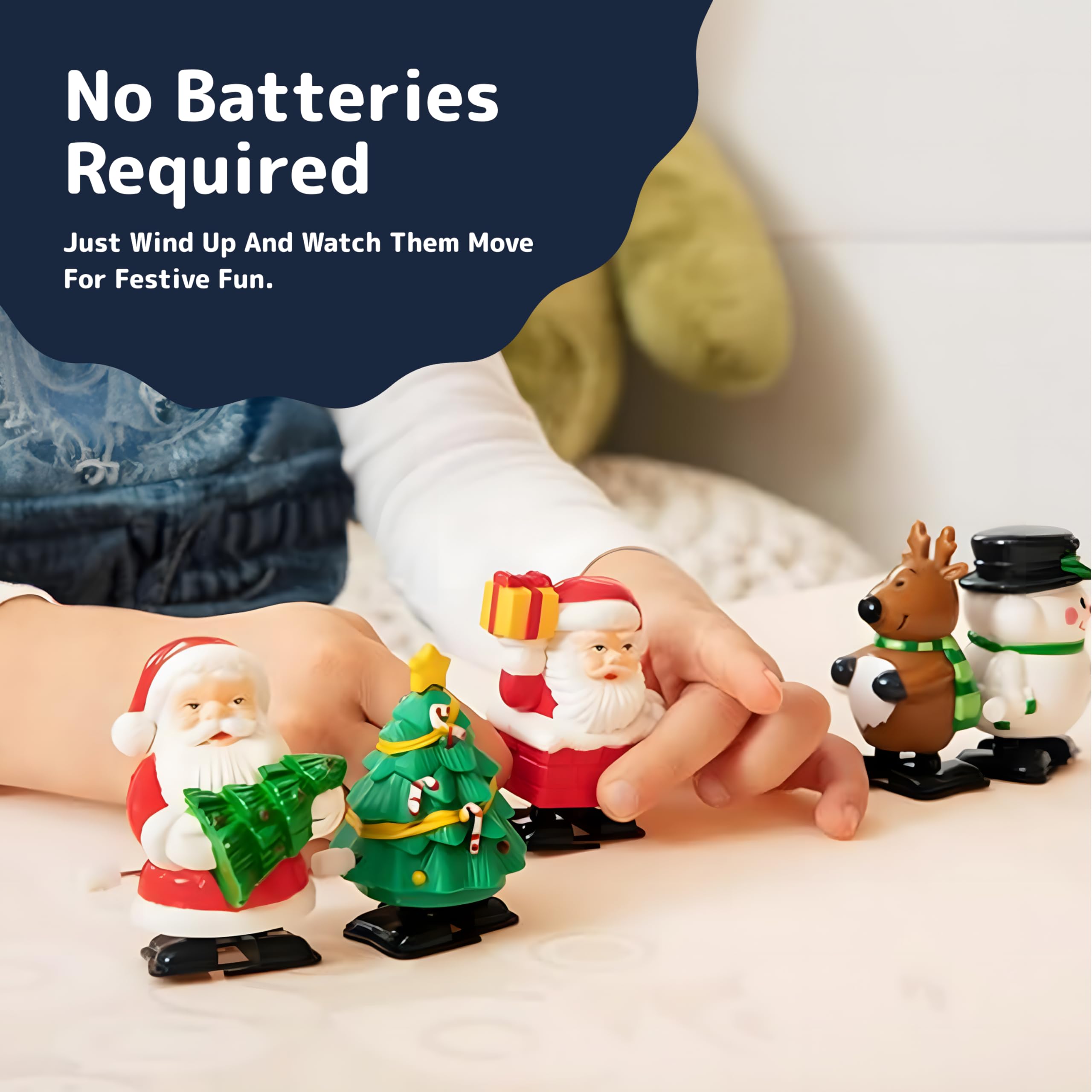 PREXTEX Christmas Wind up Stocking Stuffers - Santas and Snowmen Wind up Stocking Stuffers - Christmas Toys - 2 Santas, 1 Snowman, and 1 Reindeer.