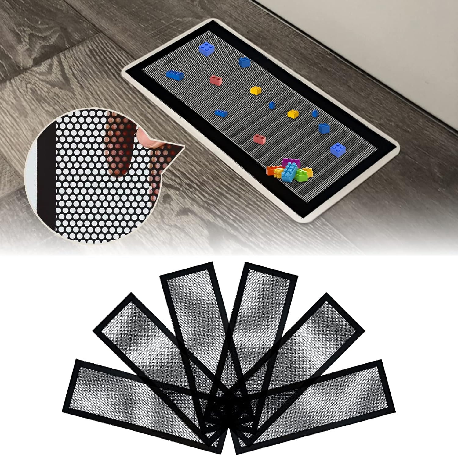 Registers, Grilles & Vents - 6-Pack Floor Vent Mesh Cover- Stronger Magnet Air Vent Screen Register Trap, PVC Vent Mesh Cover for Wall/Ceiling/Floor Air Vent Filters, Catch Debris Hair Insect (4