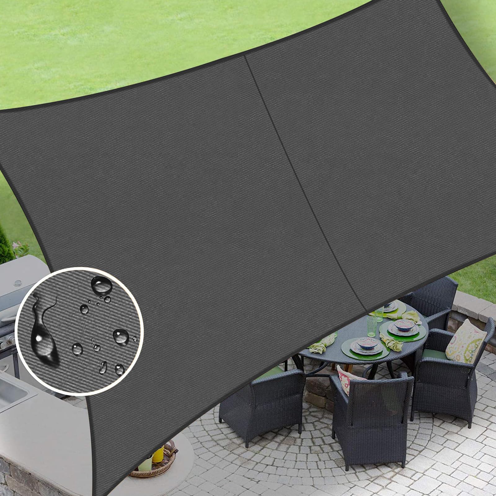 Photo 1 of LOVE STORY Waterproof 10'x13' Rectangle Dark Grey Sun Shade Sail Cannoy UV Resistant for Outdoor Patio Garden Backyard (We Make Custom Size)