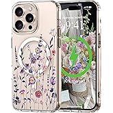 L-FADNUT for iPhone 13 Pro Case [Compatible with Magsafe], Cute Flower Girls Women Clear Case Silicone Shockproof Protective Cover with Pretty Floral Pattern for iPhone 13 Pro,Muticolor