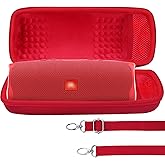 Lebakort Hard Case Compatible with JBL Charge 5 Charge 4 Waterproof Speaker (Red case)
