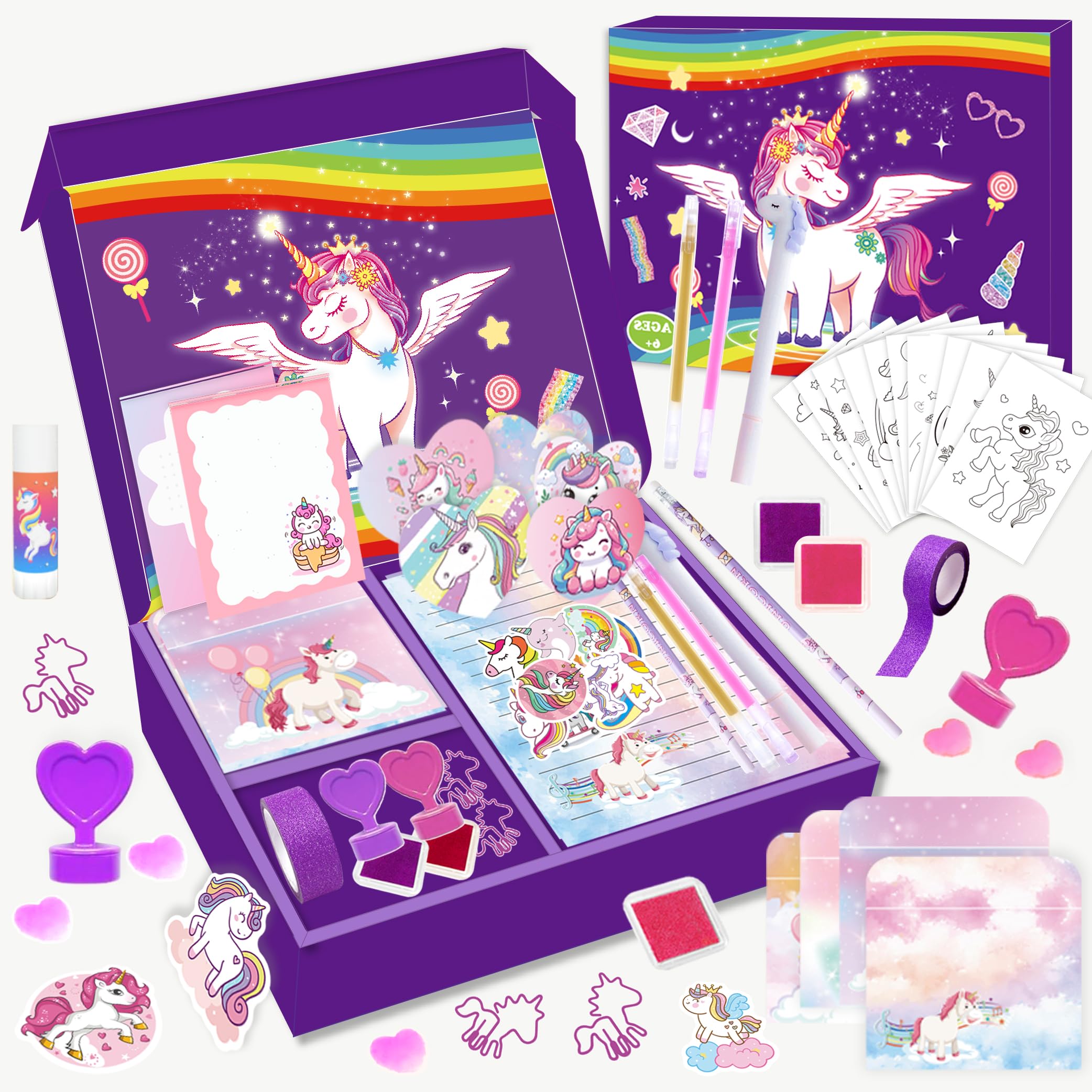 Unicorn Gifts for Girls Stationery Set for Girls Birthday Presents Age 4-12 Year Old Girl Gifts for 4-12 Year Old Girls Toys for 3-10 Year Old Girls Toys Age 3-8 Girls Stationary Gift Sets Unicorn — image 1