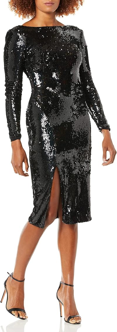 Stretch Sequin Midi Sheath Dress 