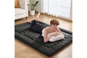 VIPBED Japanese Floor Futon Mattress Twin Size, 4" Thicken Foldable Mattress Tatami Mat Sleeping Pad, 25D Foam Filled Traditional Shiki Futon (shikibuton), Designed in Japan (Black 39"x 80")