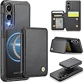 Hongxinyu Wallet Case for Samsung Galaxy S25 Edge Compatible with MagSafe for Men Women, Detachable Magnetic Wallet Phone Case with Card Slot Holder RFID Blocking for Galaxy S25 Edge (Black)