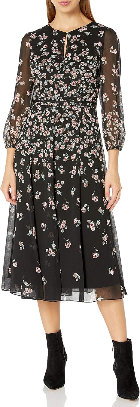 Karl Lagerfeld Paris Damen Floral Printed Chiffon Maxi Dress Kleid Schwarz Multi 34 Amazon De Bekleidung