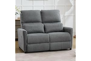 SENIFIS Loveseat Recliner Sofa, Push Back Double Wall Hugger Reclining Sofa Chair, 2 Seat Linen Home Theater Seating with Lumbar Pillow, Manual Comfy RV Furniture Sofa for Living Room (Grey,Loveseat)