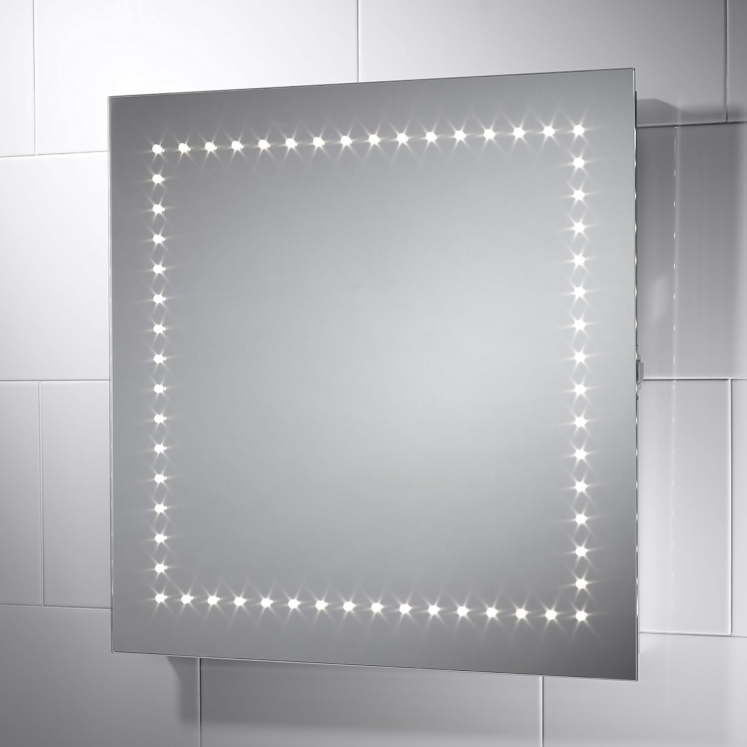 Pebble Grey 600 x 600 mm Bathroom Mirror Savio LED Illuminated