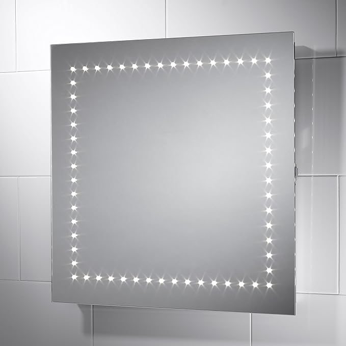 Pebble Grey 600 x 600 mm Bathroom Mirror Savio LED Illuminated
