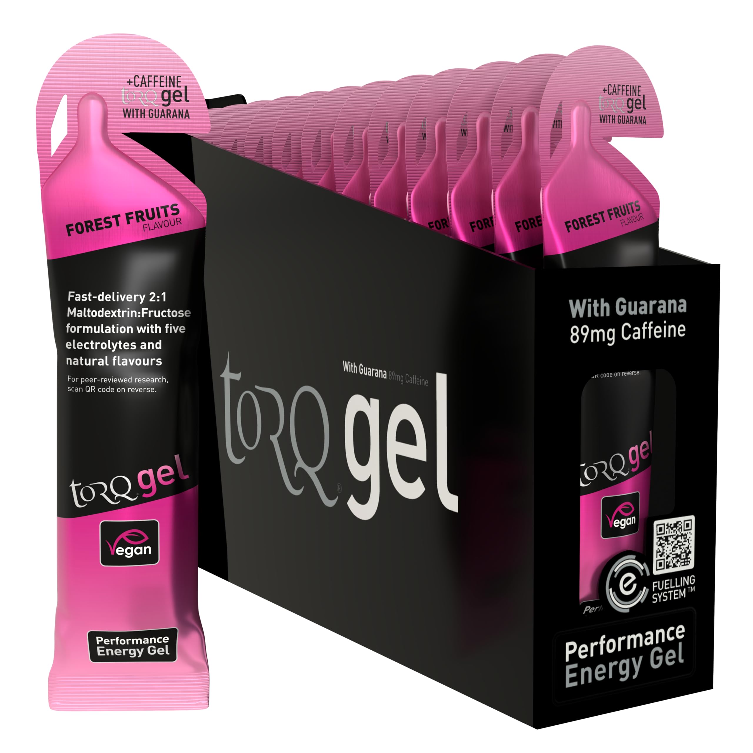 TORQ Running Gels with Electrolytes - 2:1 Maltodextrin: Fructose for Endurance Sports & Optimal Performance | Energy Gels for Running, Cycling & Marathons - 30g Carbs Per Gel | Forest Fruits 15