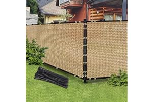 BADAO Sand 6FT X 50FT Outdoor Privacy Screen Fence & Mesh Shade Net Cover, Ideal for Garden and Backyard - Enhances Privacy for Fencing & Chain Link, Perfect for Patio Privacy Wall, Slats，Freestanding