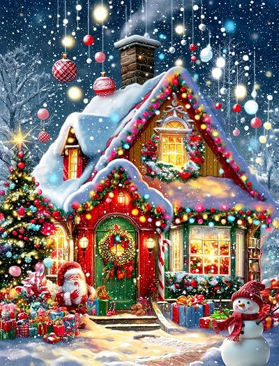 cdsnxore 5D Diamond Painting Kit Christmas Snow House 30x40 cm