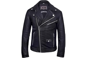 Mens Leather Jacket - Geniune Cow Hide Motorcycle Style Casual Leather Jackets - Everyday Wear Perfecto Biker Jacket for Men