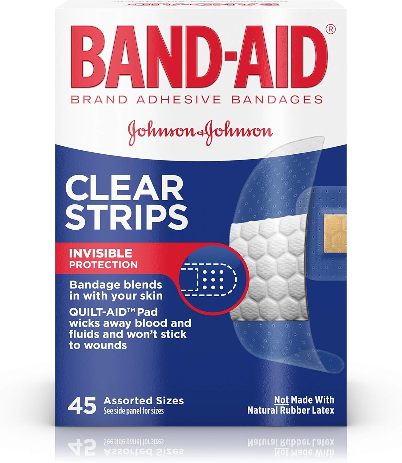 Band-Aid Brand Clear Strips Bandages, Assorted Sizes for discreet First Aid, Assorted Sizes, 45 ct: Health & Personal Care