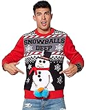 Light Up Snowballs Deep Ugly Christmas Sweater