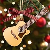 Wooden Guitar Ornament for Christmas Tree, Mini Acoustic Guitar Decorations | Classic Music Ornament Decor, Unique Mini Guitar Gifts for Men, Musicians and Guitar Lovers, Wooden Christmas Ornaments