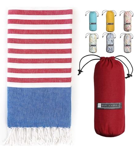 Cabana Striped Turkish Beach Towel - Large 36x69 Inch Quick Dry, Sand Resistant Towel For Pool & Beach (Green)
