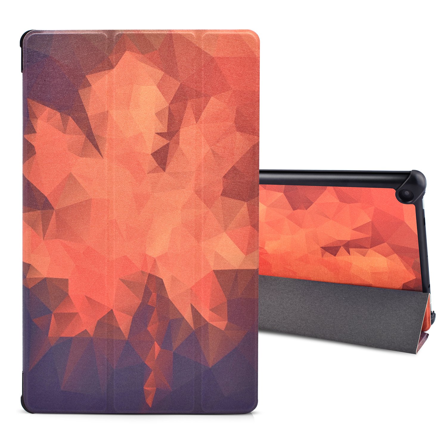 Dopup Fire 10 Case Ultra Lightweight Folding Stand Cover All New Slim-Fit PU Leather with Auto Wake/Sleep Fire 10 Tablet Case(Geometry Maple)