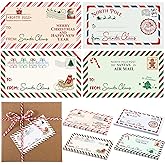 Gueevin 100 Pcs Christmas Tags Gift Stickers from Santa Gift Tag Sticker Christmas Labels Mail Shipping North Pole Delivery Self Adhesive for Xmas Present Wrapping Holiday Party Favors, 4 x 2 Inches