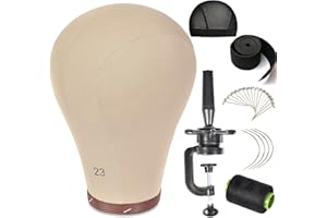 ZGCYSMHT 23 Inch Wig Head Cork Canvas Block Head Mannequin Head With Stand for Making Wigs (21Inch-24Inch)