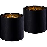 GOSO Tall Drum Velvet Black Lamp Shades, 10 * 10 * 10 inch, Set of 2 | Lampshades for Table Lamps, Spider, Small Drum Shade, Modern, DIY Shade-Replacement